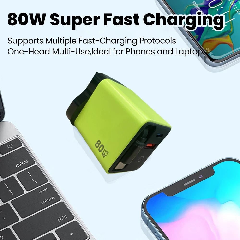 80W USB Charger Retractable Type-C MainResell
